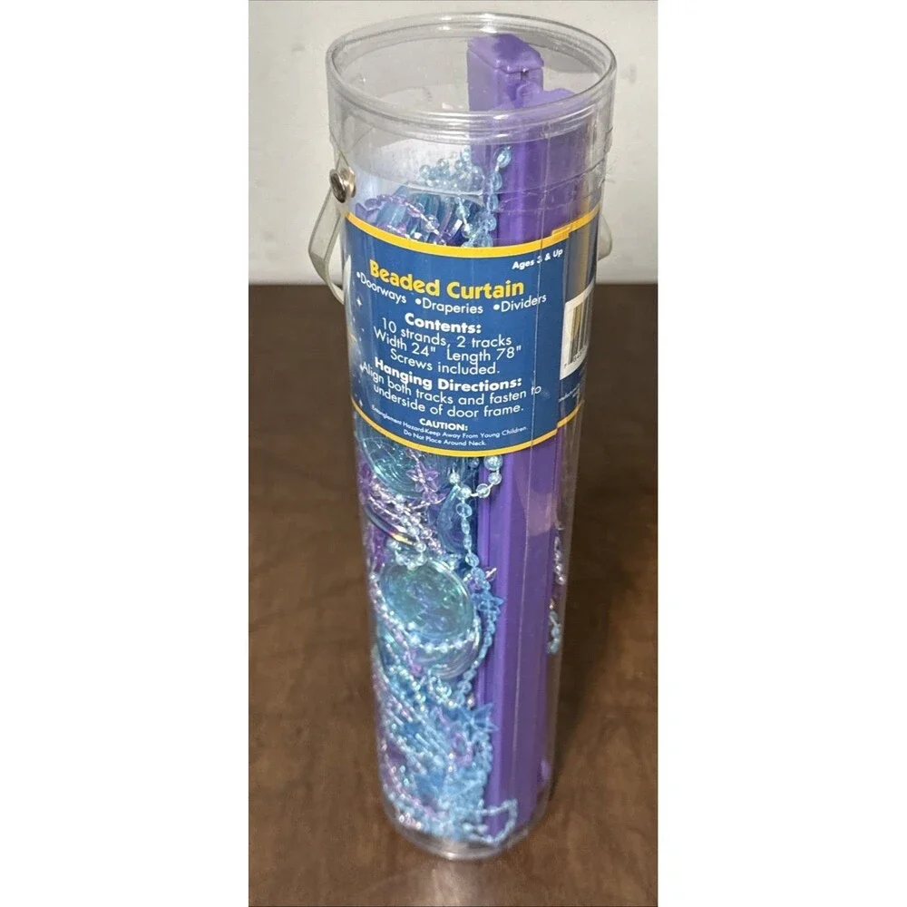 NEW Disney Tinkerbell & Stars Plastic Beaded Door Curtain Iridescent Purple Blue
